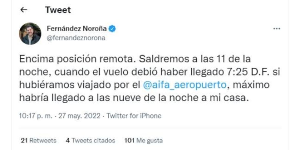 "Siguen de necios negándose a usar el AIFA": Noroña se queja de retrasos en vuelos del AICM
