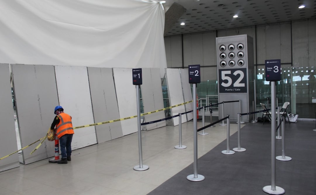 Trabajos de remodelación de la Terminal 2 del AICM. Foto: Cortesía del AICM