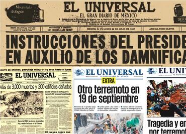 Los sismos contados en las portadas de EL UNIVERSAL
