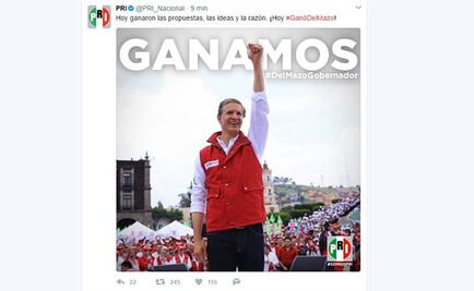 PRI da por ganador a Del Mazo en redes, luego quita tweet