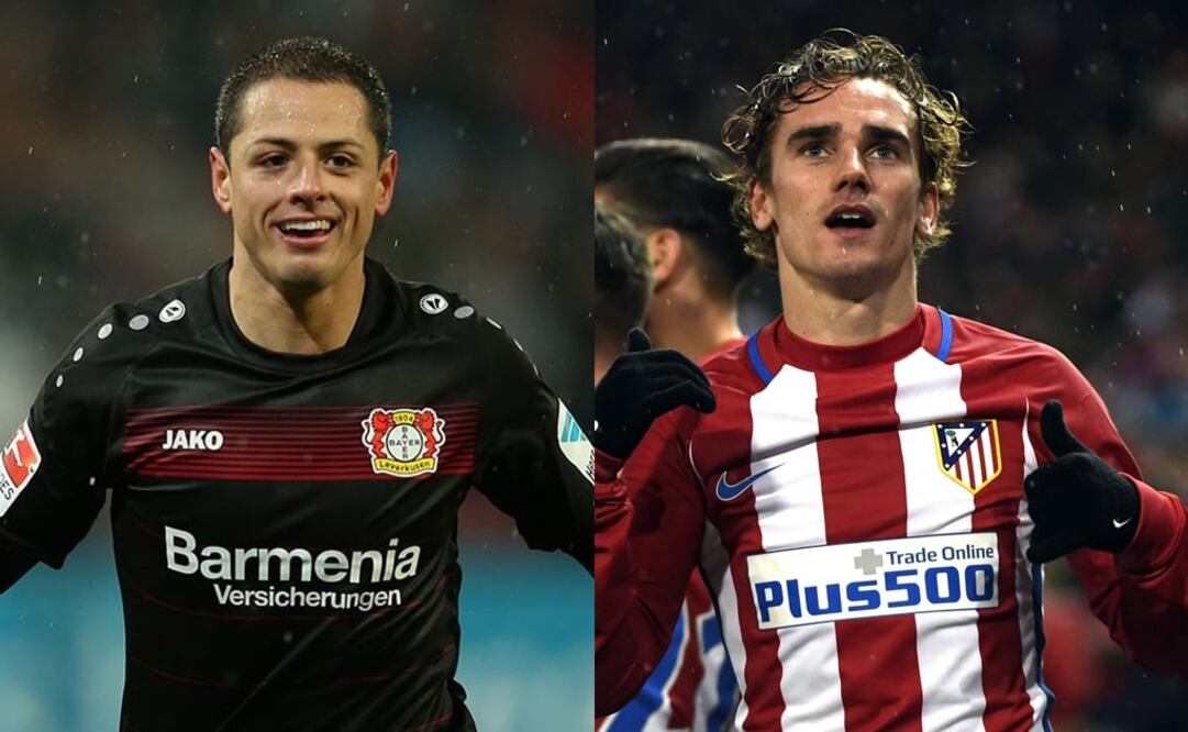 Javier Hernández y Antoine Griezmann, las figuras a seguir en el BayArena. Foto: Especial