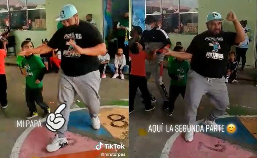 El pequeño no paraba de ver a su papá siendo la sensación de la escuela. Foto: captura de video 