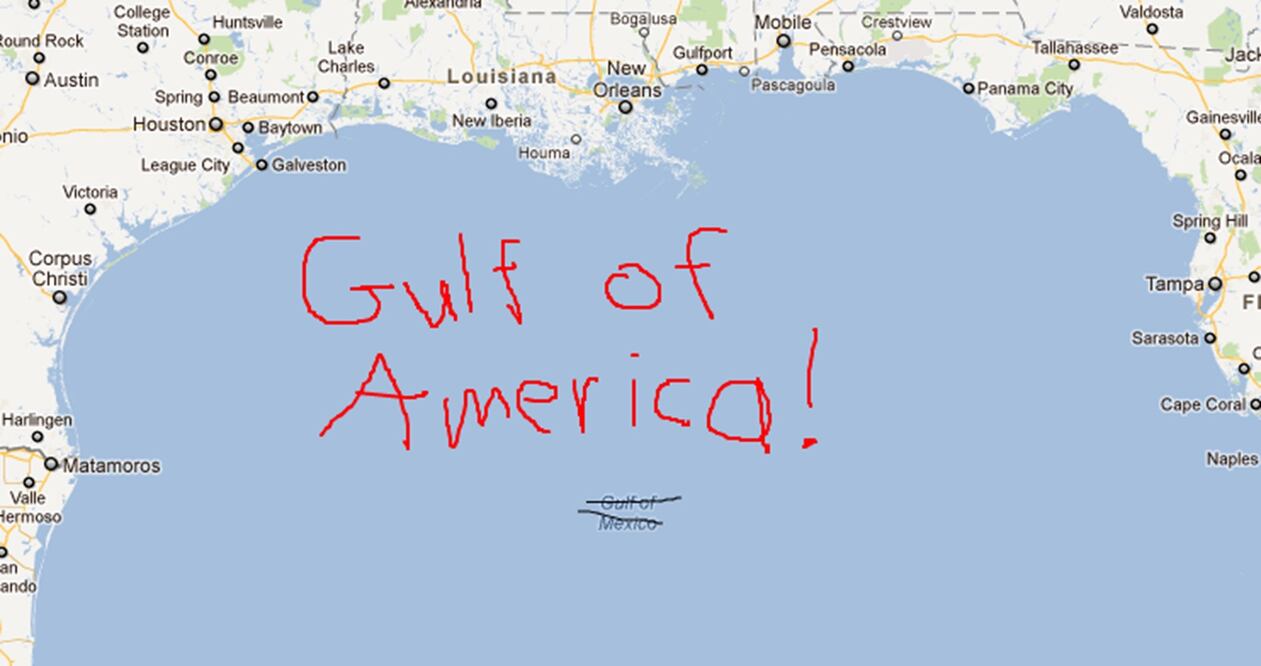 Luego de que Donald Trump dijera que cambiará el nombre de Golfo de México por el de Golfo de América, surgió una ola de memes. FOTO: REDES SOCIALES