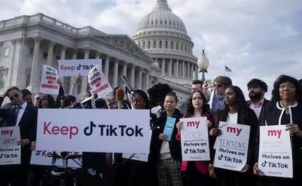 Tiktokers protestan en el Congreso de EU ante posible veto a la app