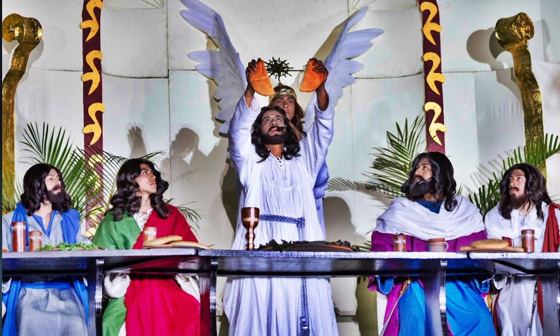Interpretación de la Última Cena y lavatorio de pies durante la 182 Representación de la Semana Santa en Iztapalapa, el jueves 17 de abril de 2025. Foto Hugo Salvador/EL UNIVERSAL