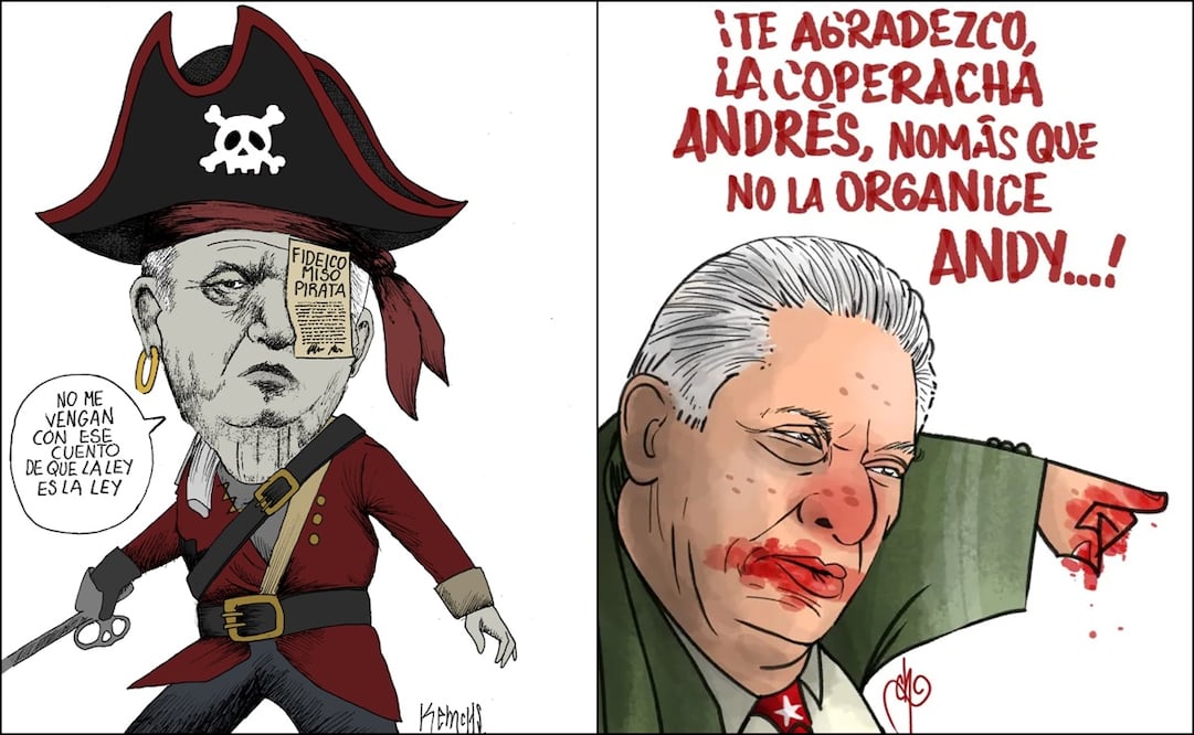 5 cartones que retratan el pase de charola de AMLO para Cuba. Foto: Redes sociales