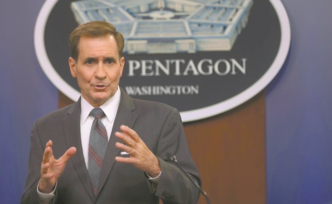 El secretario de prensa del Departamento de Defensa de EU, John Kirby, ayer en una conferencia en Arlington, Virginia.Foto: AFP.