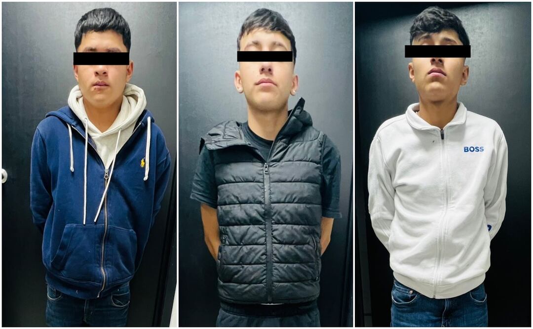 Los sujetos fueron identificados como Vito Corleone Bernabé (izq), Joaquín Rull y Henry Enos, quienes están relacionados con un doble homicidio ocurrido en la colonia Clavería, de la alcaldía Azcapotzalco (10/01/20259. Foto: Especial