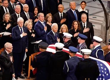 En funeral de Carter se muestra una rara unidad presidencial