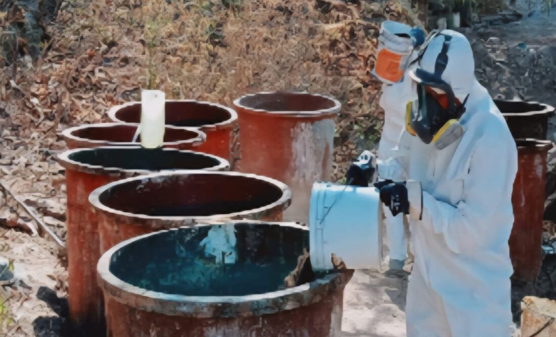 Ejército halla nuevos centros de químicos en Cósala, Sinaloa; aseguran más de 4 mil litros de sustancias ilícitas. Foto: Especial