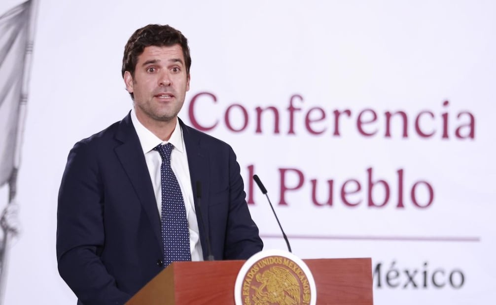 Pedro Rivas Butcher, director general de Mercado Libre en México, en la “Mañanera del Pueblo” del miércoles 10 de junio de 2026 en Palacio Nacional. Foto: Diego Simón Sánchez/ EL UNIVERSAL