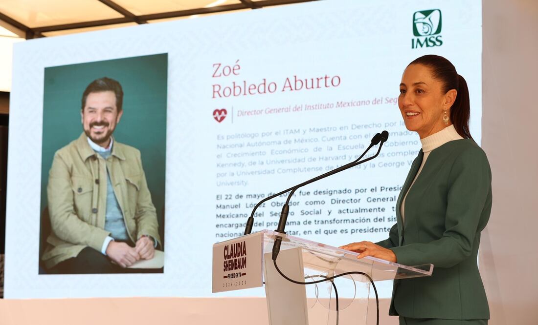 Claudia Sheinbaum anuncia que Zoé Robledo seguirá como director del IMSS. Foto: Diego Simón Sánchez / EL UNIVERSAL