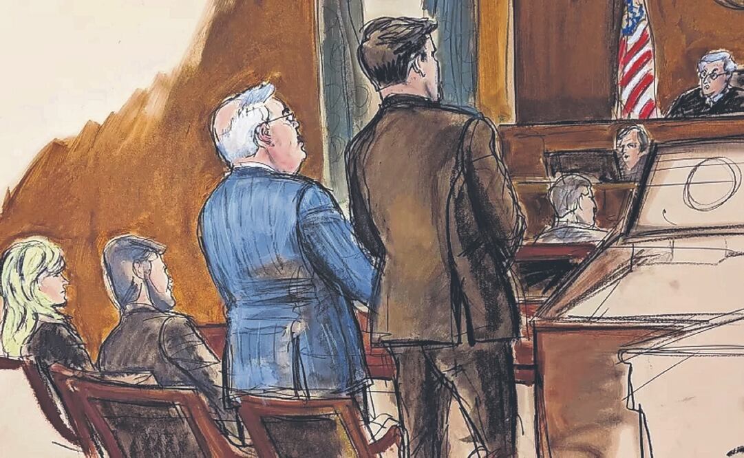 El senador Bob Menéndez, al centro, en su lectura de cargos frente al juez Sidney Stein, en el tribunal federal de Manhattan, el 11 de marzo pasado, en Nueva York. Foto: de Elizabeth Williams. AP