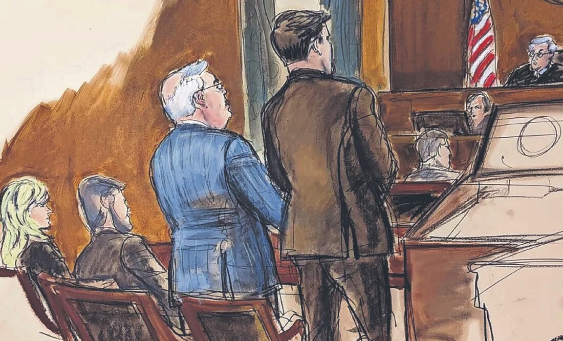 El senador Bob Menéndez, al centro, en su lectura de cargos frente al juez Sidney Stein, en el tribunal federal de Manhattan, el 11 de marzo pasado, en Nueva York. Foto: de Elizabeth Williams. AP