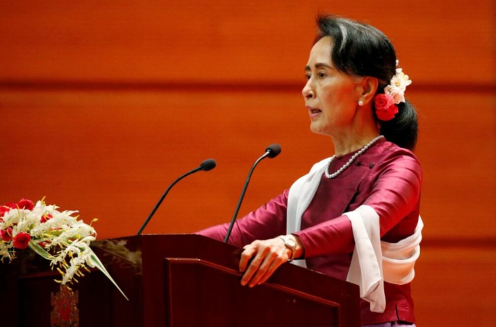 Myanmar State Counselor Aung San Suu Kyi delivers a speech to the nation over Rakhine and Rohingya situation, in Naypyitaw, Myanmar – Photo: Soe Zeya Tun/REUTERS