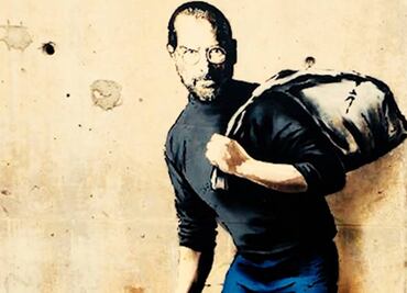 Steve Jobs es la imagen de la obra “The son of a migrant from Syria”, de Banksy