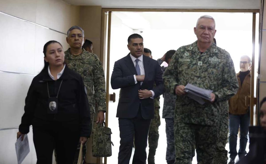 Omar García Harfuch, titular de la Secretaría de Seguridad y Protección Ciudadana (SSPC), en conferencia de prensa este 14 de diciembre del 2025. Foto: Diego Simón / EL UNIVERSAL