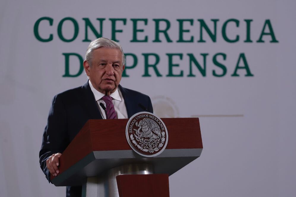 El presidente este lunes en su conferencia mañanera. Foto de Berenice Fregoso de EL UNIVERSAL