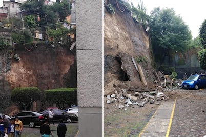 Lluvia provoca desgajamiento de cerro en Tlalpan