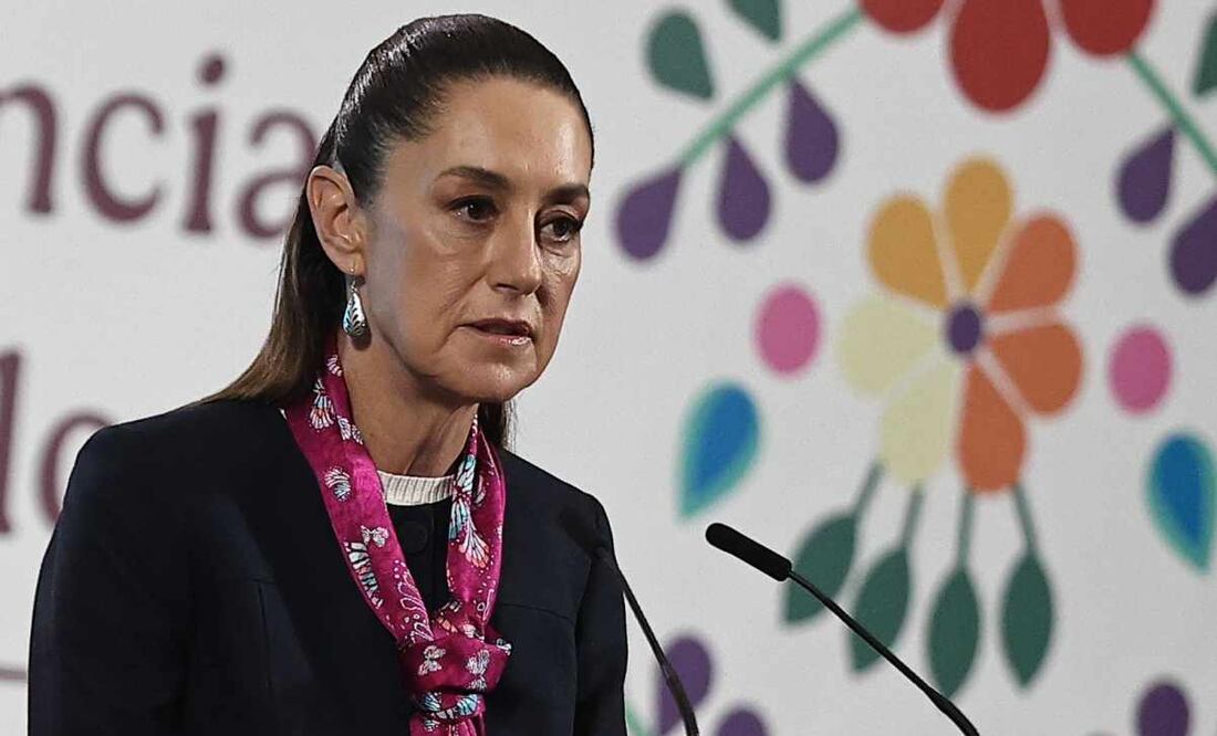 La presidenta Claudia Sheinbaum durante la mañanera de este 23 de junio del 2025. Foto: Berenice Fregoso / EL UNIVERSAL.