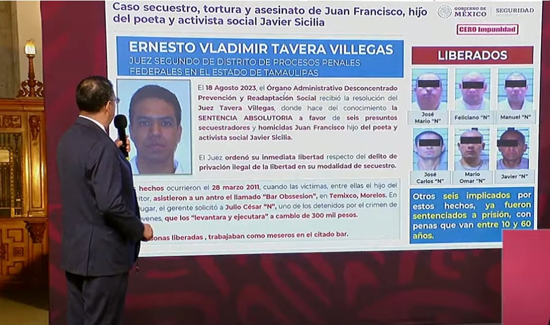 El subsecretario de Seguridad Pública, Luis Rodríguez Bucio, informó que un juez federal ordenó la libertad a seis presuntos implicados en el secuestro y homicidio del hijo del poeta Javier Sicilia. Foto: especial
