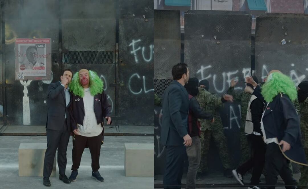 Brozo y Loret visitan el Zócalo entre petardos y "vallas del bienestar". Foto: Captura de pantalla