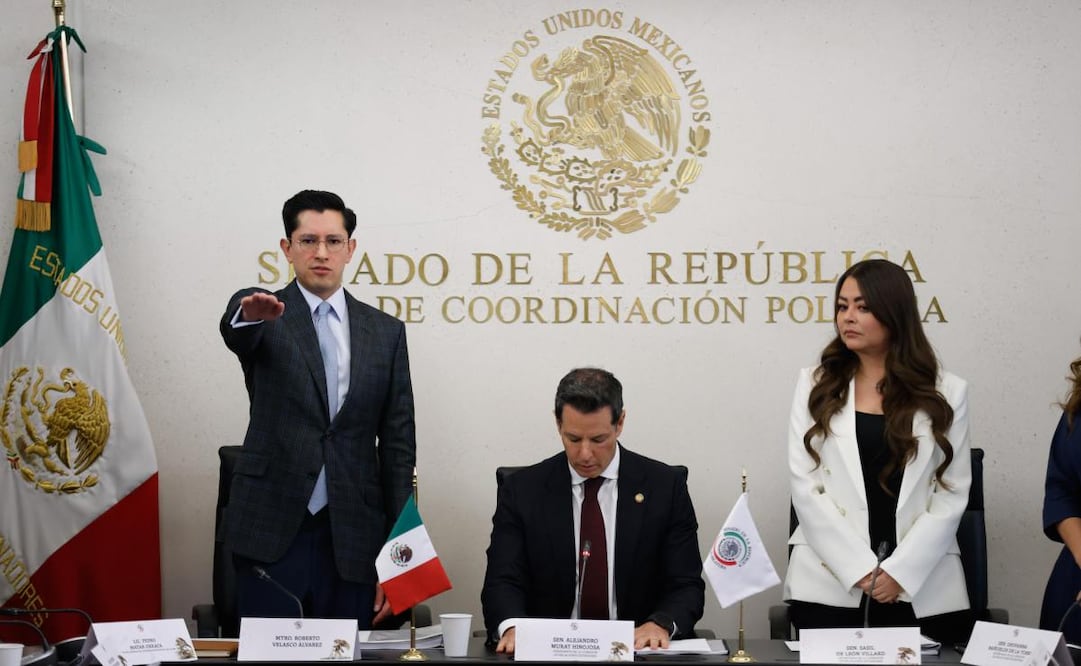 Comparecencia de Roberto Velasco Álvarez ante la comisión de Relaciones Exteriores en el Senado de la República para buscar la titularidad de la SRE (08/04/2026). Foto: Diego Simón Sánchez/ EL UNIVERSAL