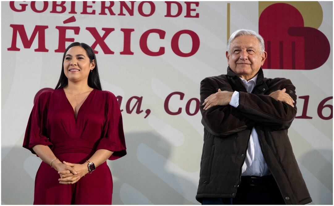 Indira Vizcaíno y el presidente Andrés Manuel López Obrador. Foto: Tomada de X