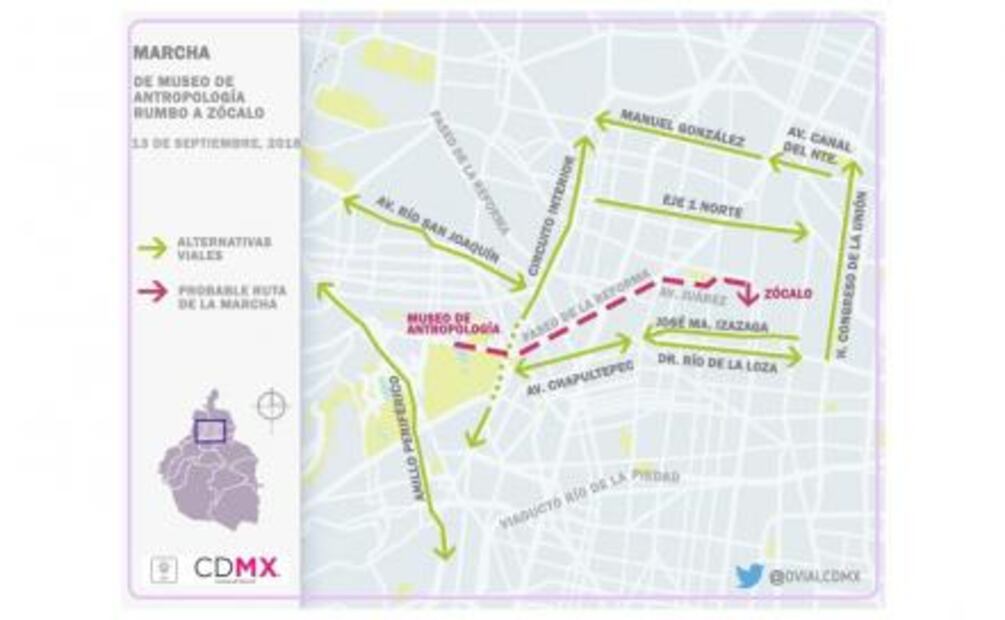 Alternativas viales por Marcha del Silencio en CDMX