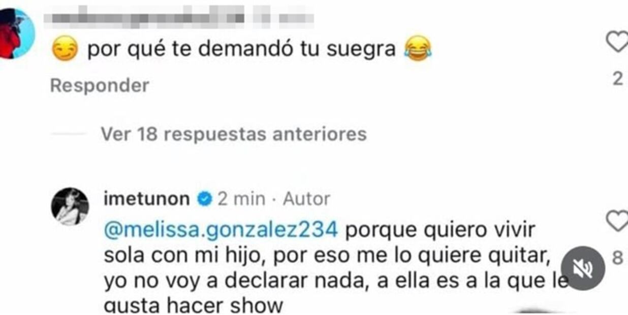Esta fue la contestación de Ime a la denuncia de Maribel. Foto: Instagram.