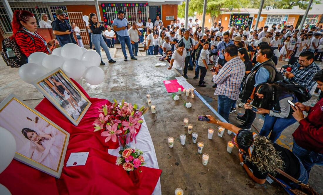 Exigen justicia por Alexa y Leydi; homenaje y protesta por niñas muertas en Badiraguato, Sinaloa. Foto: Especial