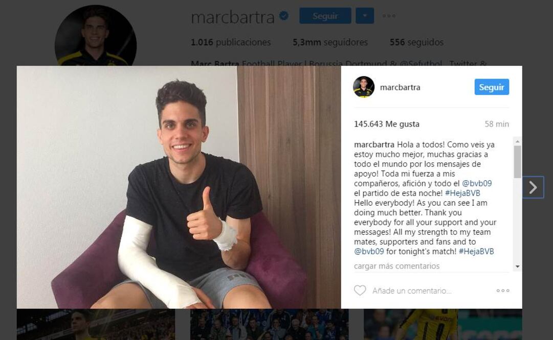 Bartra tranquiliza a afición; dice que está "mucho mejor"