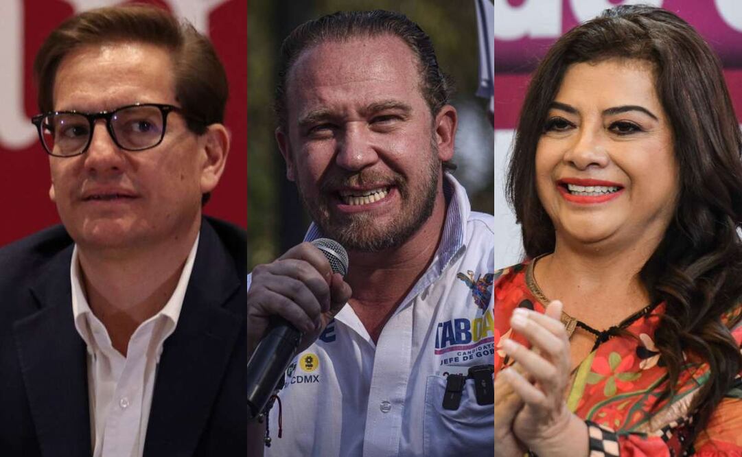 Salomón Chertorisvki de Movimento Ciudadano, Santiago Taboada de Va por la CDMX y Clara Brugada por la coalición Sigamos Haciendo Historia. Fotos: Archivo / EL UNIVERSAL