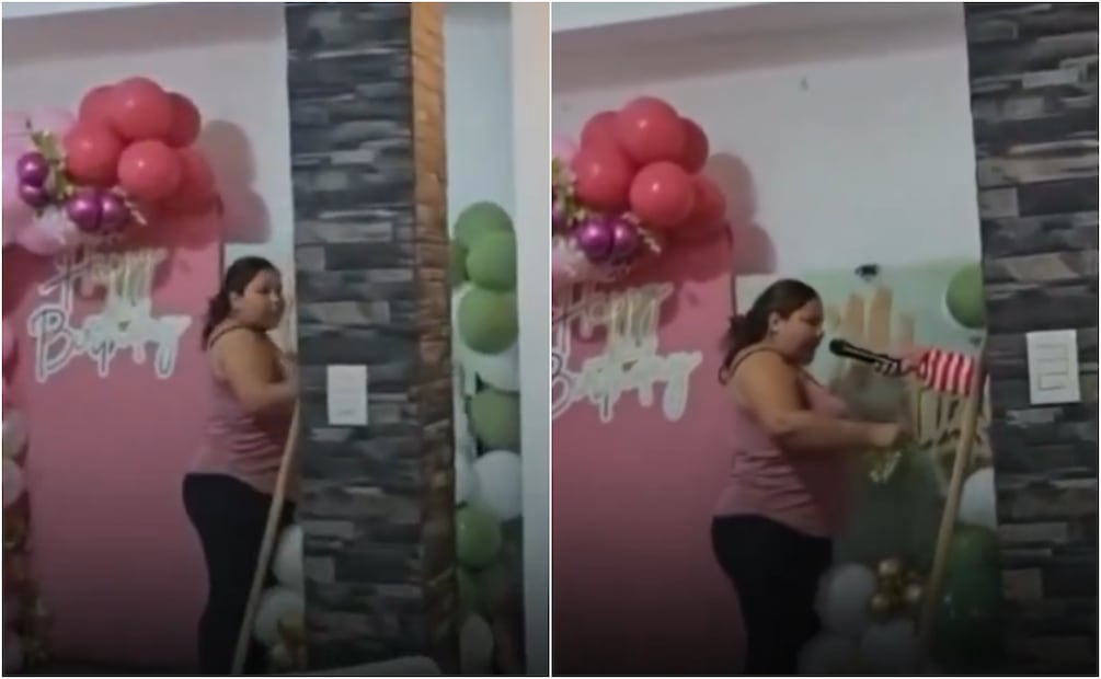 La mujer llamó la atención del animador, quien se acercó para preguntarle qué estaba pasando. Foto: X