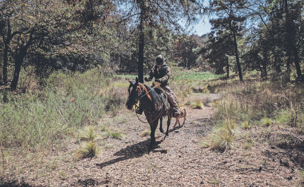 Dos elementos rastrearon la zona de búsqueda montados a caballo. Foto: Gabriel Pano/ EL UNIVERSAL