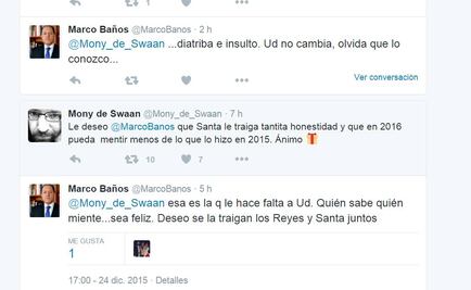 Se acusan de mentir Baños y de Swaan en Nochebuena