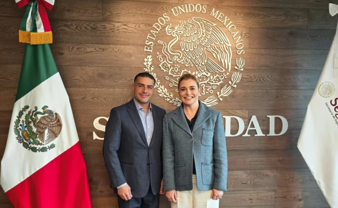 Gobernadora Maru Campos se reúne con Omar García Harfuch para acordar estrategia de seguridad en Chihuahua (14/08/2025). Foto: Especial