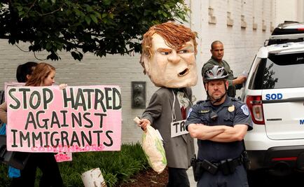 EU: Pancartas y tacos contra visita de Trump al Congreso