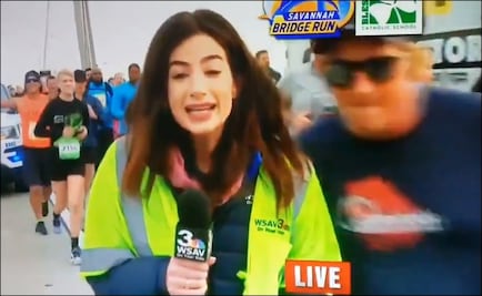 Manosean a reportera en plena transmisión de maratón