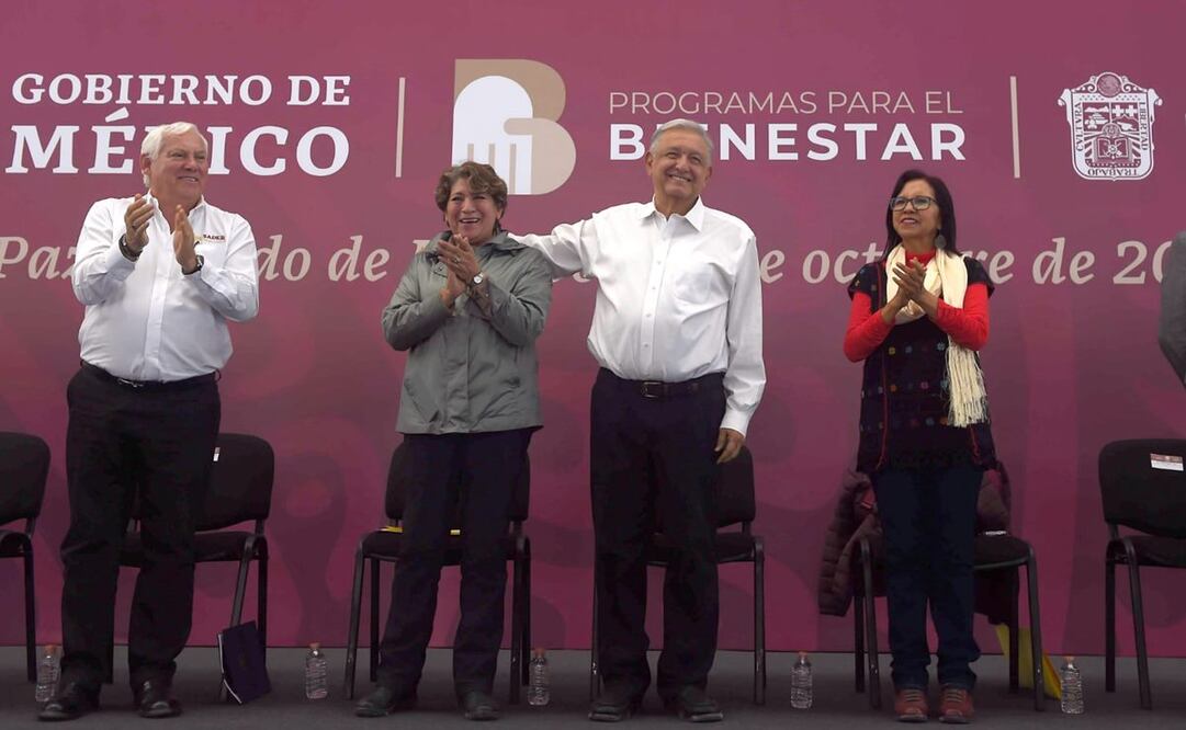 AMLO supervisó programas en Edomex, acompañado por la gobernadora Delfina Gómez. Foto: Presidencia