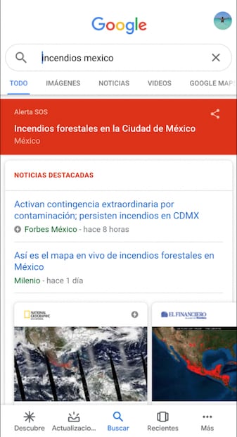 Google activa alertas SOS sobre incendios y contingencia ambiental