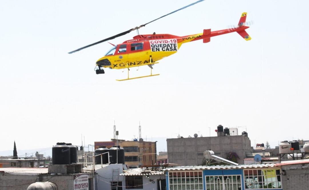 Con el helicóptero Coyote 1 el ayuntamiento reforzó el perifoneo para pedirle a la población quedarse en casa   Foto: archivo/EL UNIVERSAL 