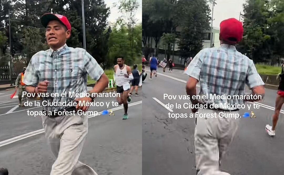 Con pantalón de vestir, camisa a cuadros, una gorra roja y los icónicos tenis que el personaje porta en el filme que fue estrenado en 1994, este hombre causó furor. Foto: TikTok