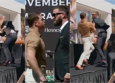Conferencia entre "Canelo" Álvarez y Caleb Plant termina en golpes
