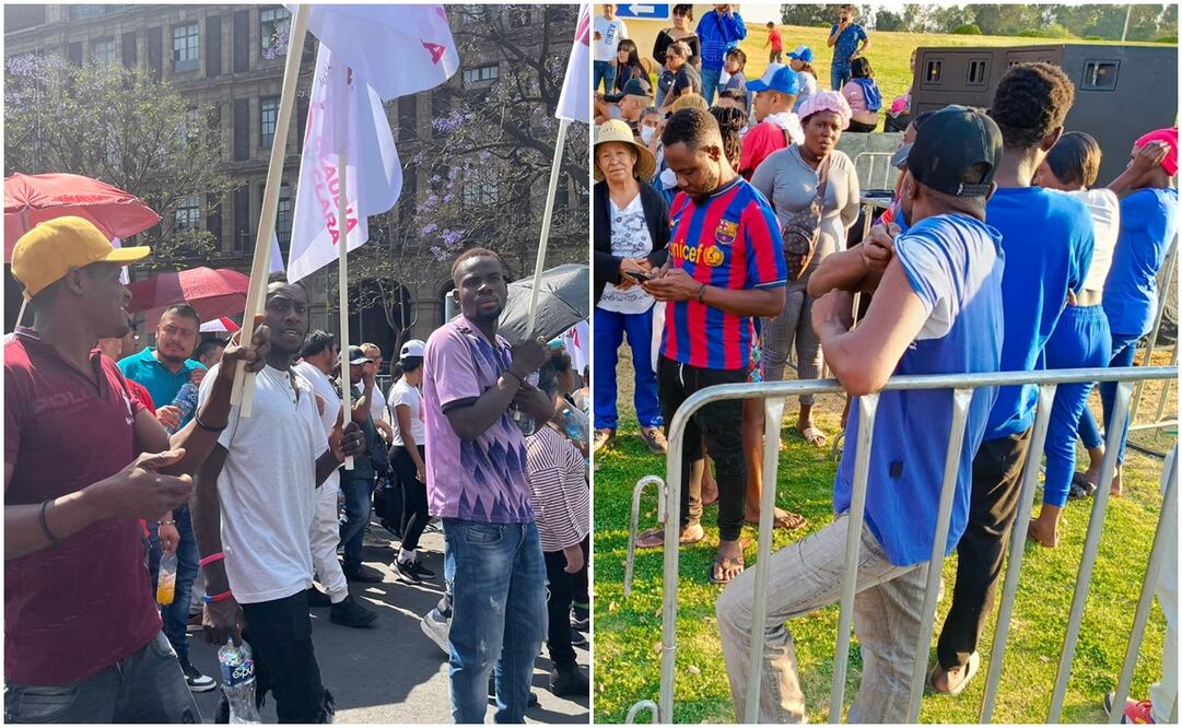 Migrantes haitianos  son llevados a eventos de Claudia Sheinbaum y Xóchitl Gálvez. Foto: Yalina Ruiz/Diego Prado/ EL UNIVERSAL