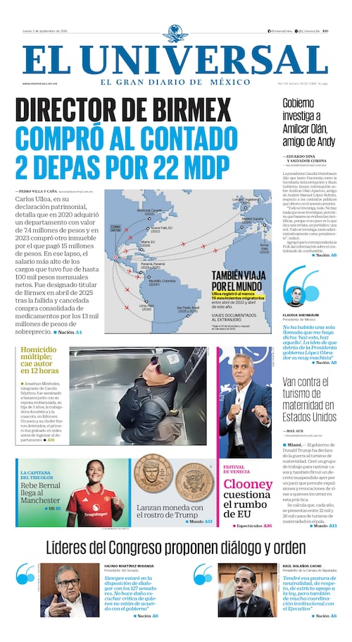 Portada impresa del 3 de septiembre de 2026