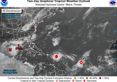 ​Se forma tormenta “José” cerca de huracán “Irma” en el Atlántico