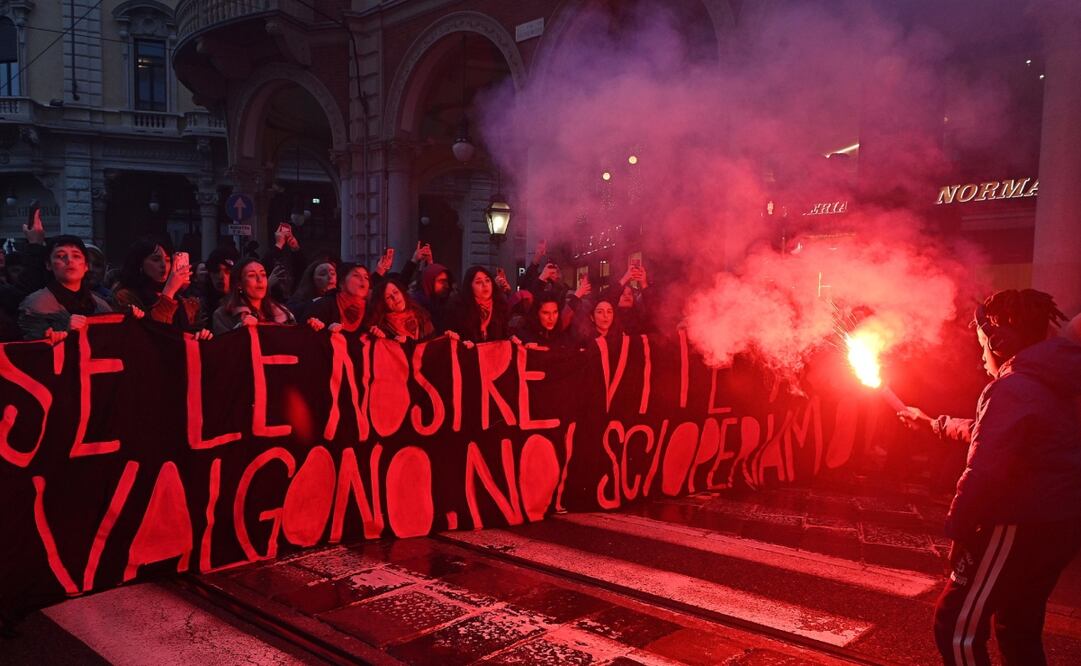 Protestas por el Día Internacional de la Mujer en Italia. Foto: EFE