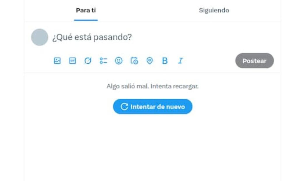 Usuarios reportan caída de X. Imagen: captura de pantalla
