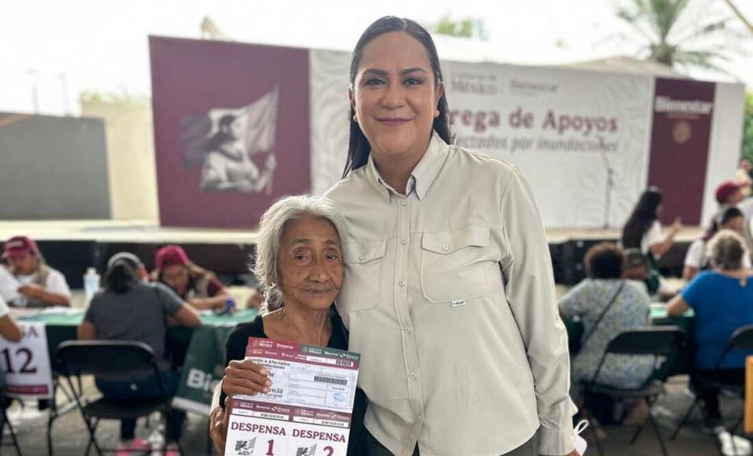 Ariadna Montiel, secretaria del Bienestar, presenta el calendario de pagos del correspondiente bimestre. Foto: Tomada de la cuenta de X de @A_MontielR